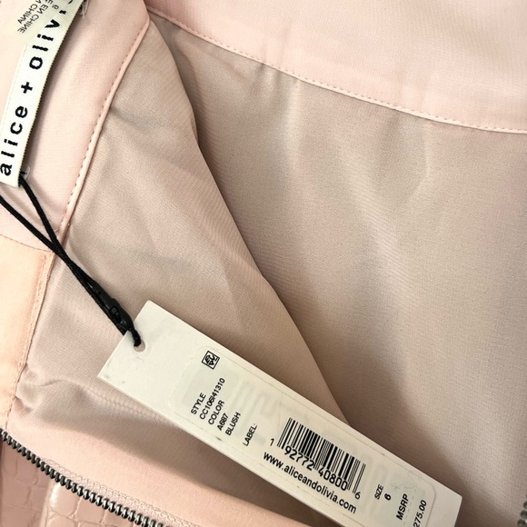 ALICE + OLIVIA Fizer Faux Leather Pleated Skirt in Blush - Picture 9 of 9